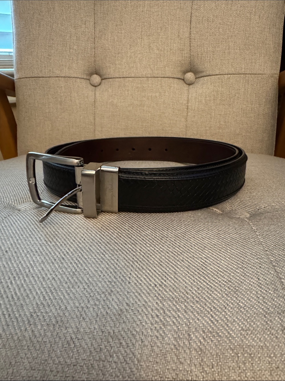 Tommy bahama belt Men's Black Leather Dress Belt with Silver Buckle